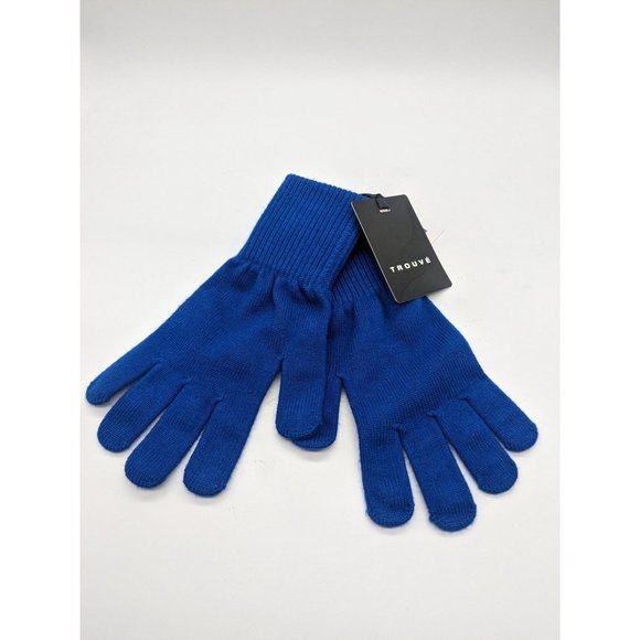 NWT Trouve Nordstrom Knit Gloves In Blue Surf OS Set of 2 - Picture 3 of 5